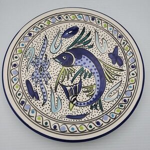 Tunisian Hand Painted Fish Plate 10.75"